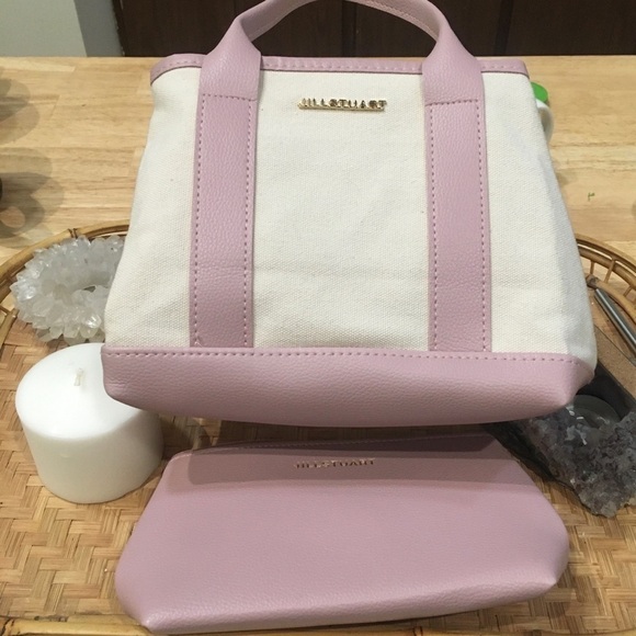 Jill Stuart pink canvas handbag and matching wallet. Pink cream purse - Picture 7 of 7